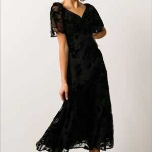 Mera Velvet Midi Dress - Black - XL